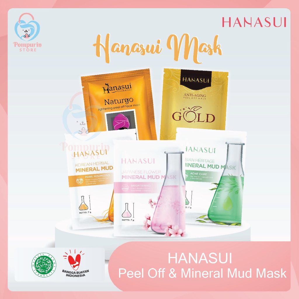HANASUI Naturgo Peel Off Mask 10gr / Mineral Mud Mask 7gr - Masker Lumpur Komedo Halal