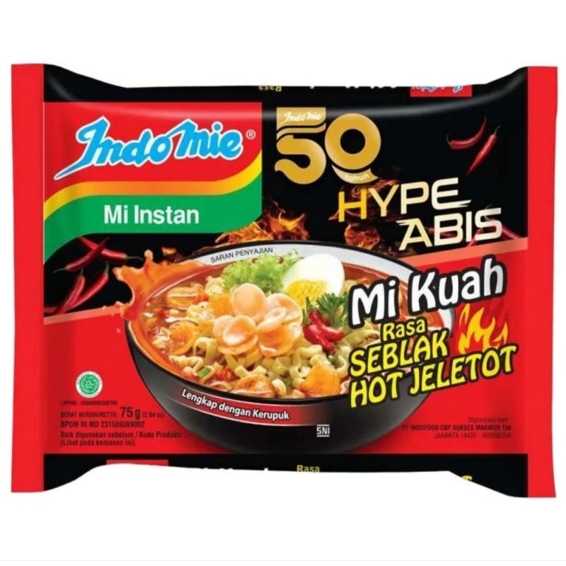 

Indomie mi kuah rasa seblak hot jeletot /Pcs