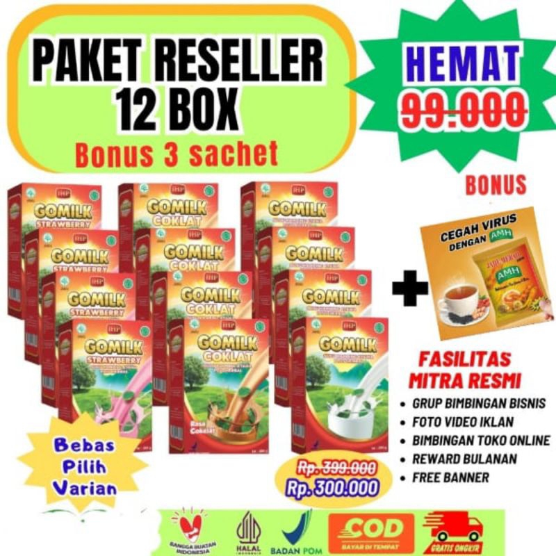 

PAKET RESELLER 12 BOX | GOMILK SUSU KAMBING ETAWA PLUS HERBAL