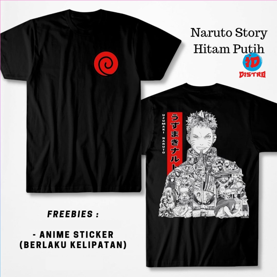 Kaos Anime Naruto Story Hitam Putih -ID DISTRO