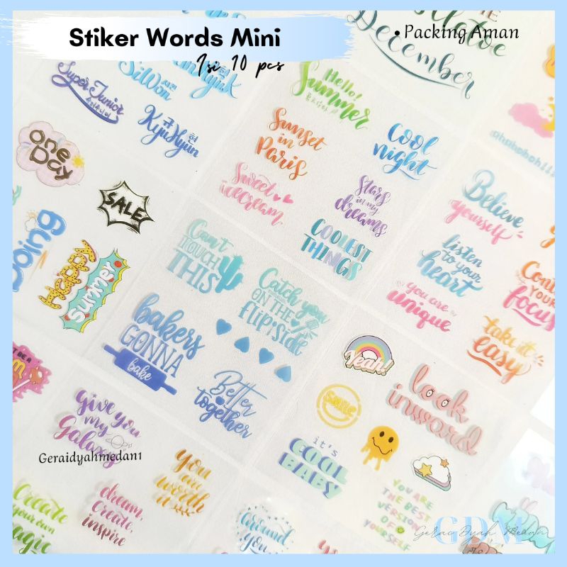 

Stiker Words Mini Isi 10 Pcs Deco Bujo Scrapbook