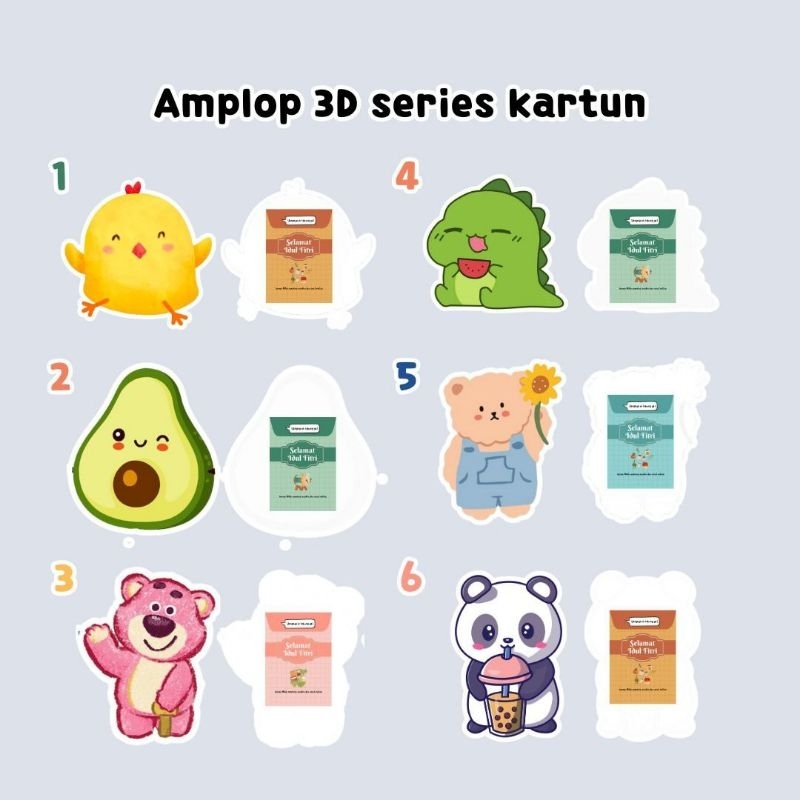 

AMPLOP KARAKTER 3D GEMOY | ANGPAO AMPLOP LEBARAN IDUL FITRI LUCU