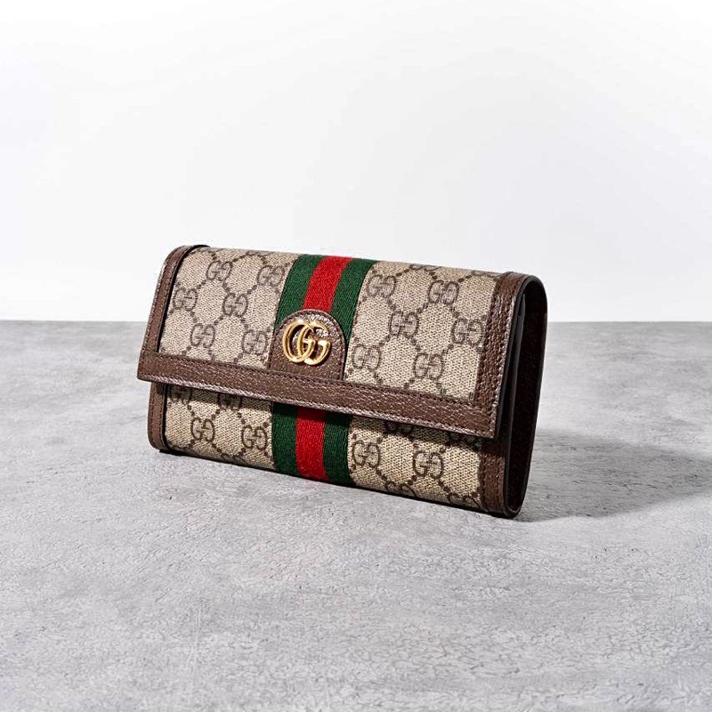 Original Gucci GG Supreme Ophidia Long Continental Flap Wallet