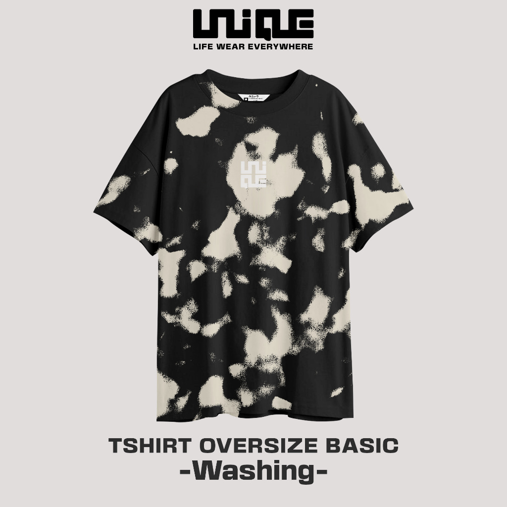 UNIQUE - (Unique Series) Kaos Oversize Washing Basic Combed Lembut Wanita Sablon
