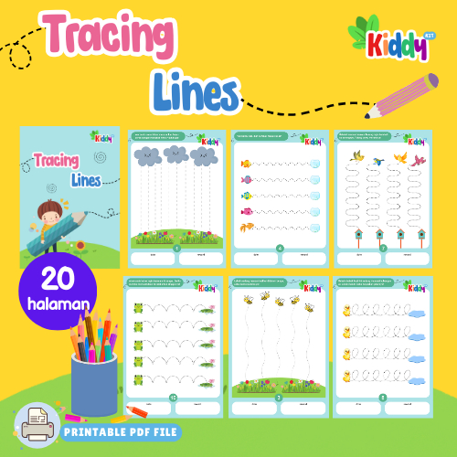 KIDDYKIT-Tracing Lines for Preschool-Worksheet PDF File-Buku Edukasi Anak Usia Dini