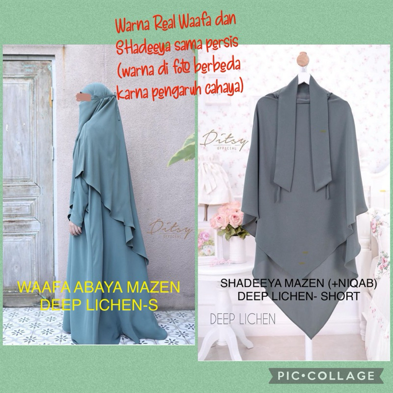 DITSY MOSLEM WAAFA ABAYA S SHADEEYA SHORT DEEP LICHEN (JUAL SET)