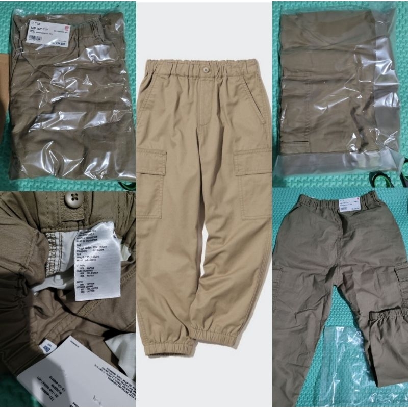 UNIQLO KIDS Celana Jogger Kargo Fit Lebar Cargo Katun Denim Anak Remaja XS S M L XL XXL