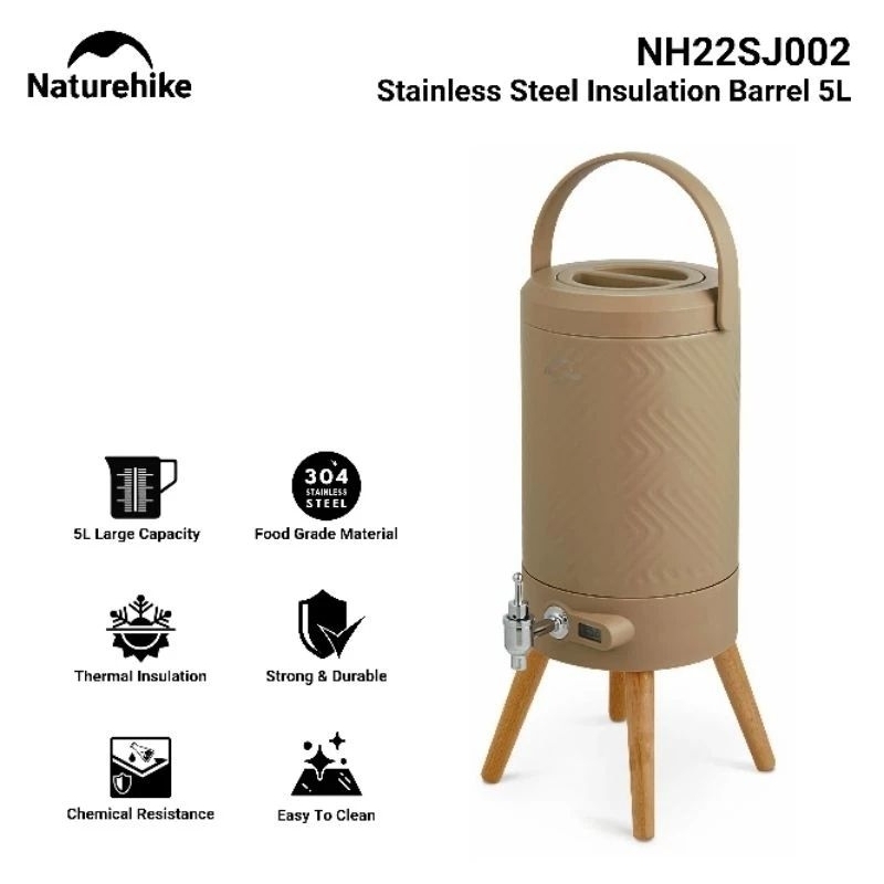 WATER BARREL 304 STAINLESS STEEL THERMOS BUCKET NATUREHIKE NH22SJ002 PITCHER WATER BUCKETKET COOLPAD