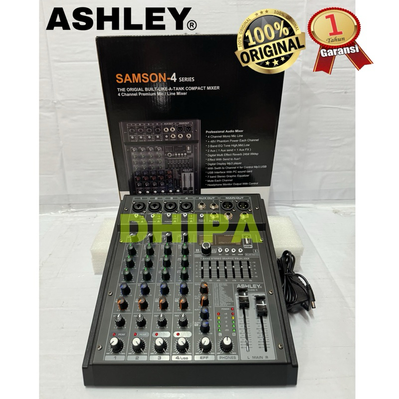 MIXER 4 CHANNEL ASHLEY SAMSON 4 SAMSON4 SAMSON-4 ORIGINAL GARANSI RESMI 1 TAHUN