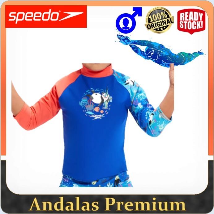 Baju Renang Anak Cowok Model Long SPEEDO INFANT ORIGINAL SPEEDO PRT LS RASH TOP IM