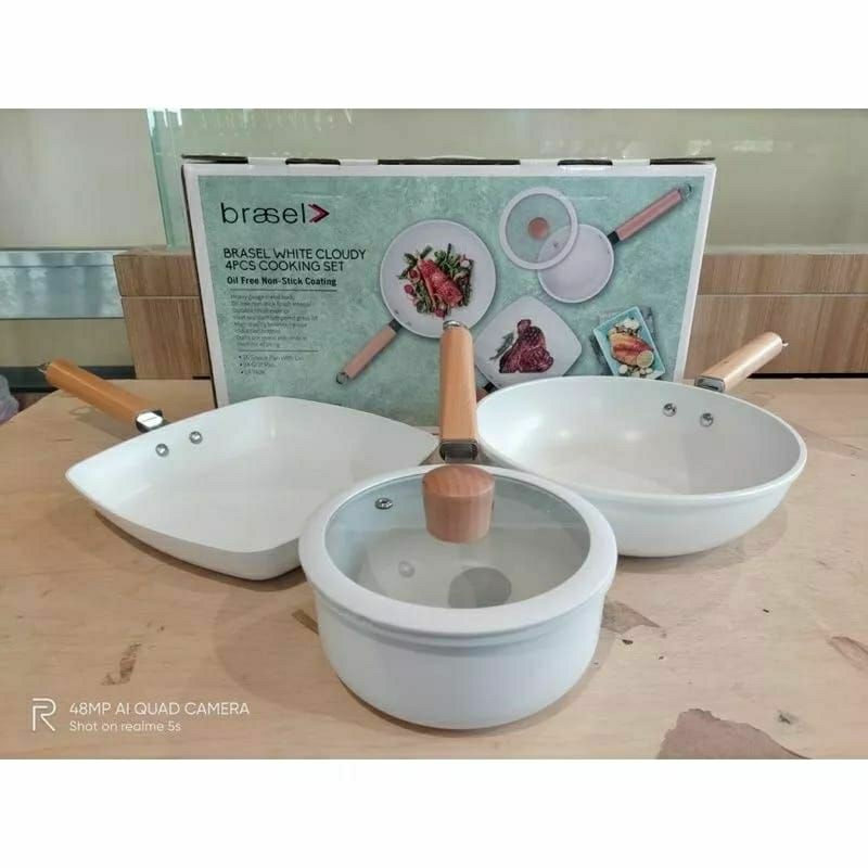 panci putih brasel 1set cramic estetic