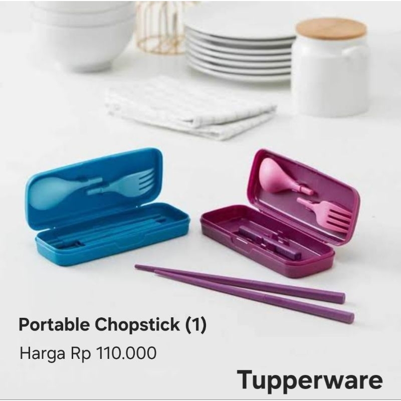 Tupperware Portable Chopstick Set (1 Pcs) Purple / Cutlery Set Alat Makan Sendok Garpu Sumplit Trave