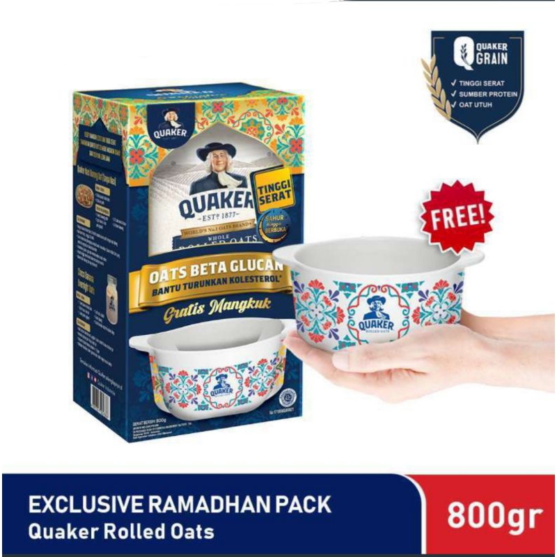 

Quaker Rolled Oat 800 Gr Ramadhan Pack - Free Bowl