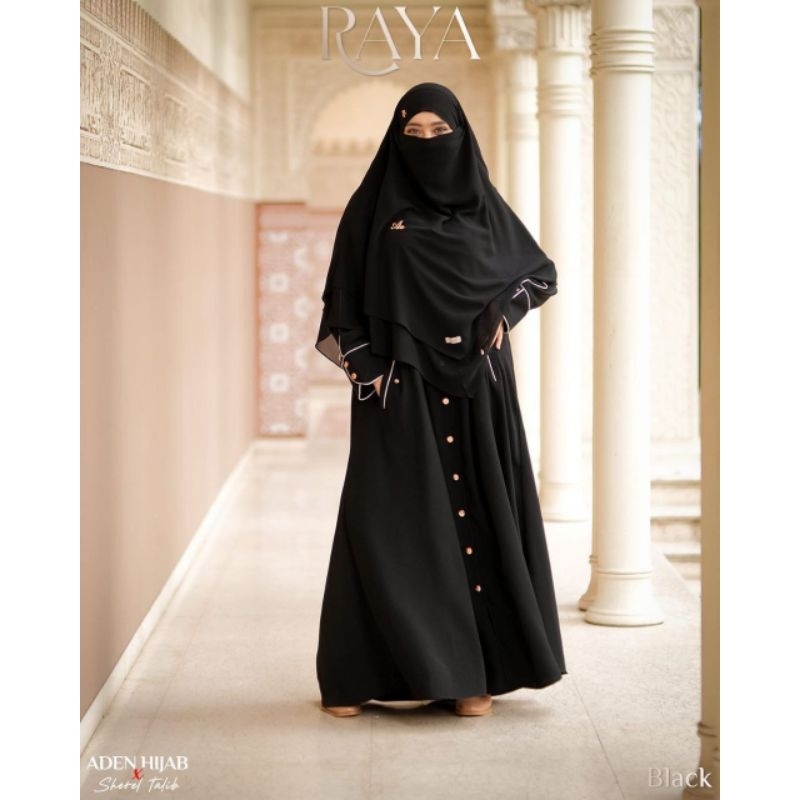 abaya raya warna hitam size m dari aden hijab bikin kamu terlihat elegan