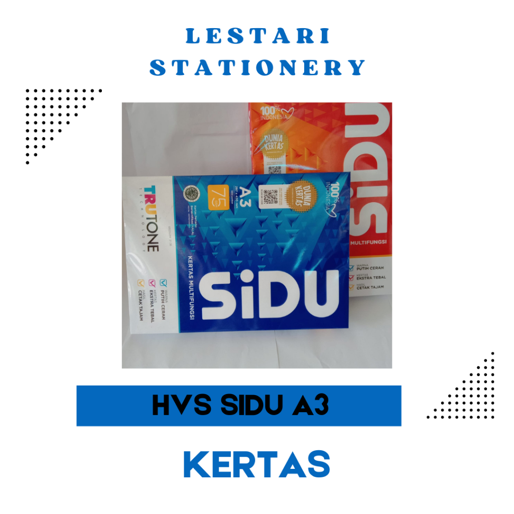 

Kertas HVS SIDU A3 75gr/80gr -LESTARI STATIONERY-