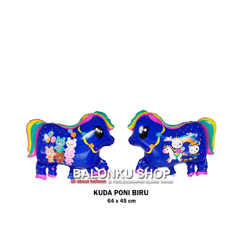 Balon Foil Kuda Pony Biru / Balon Kuda Pony / Balon Little Pony