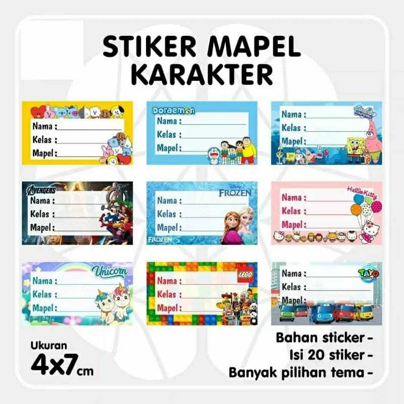 

Tashita Stiker Label Mata Pelajaran Karakter