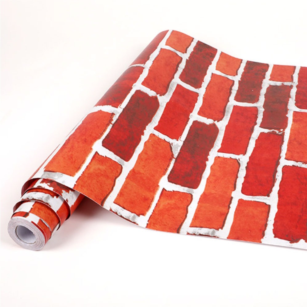 [COD] WALLPAPER DINDING 45CM X 8M WALLSTICKER WALPAPER DINDING WALPEPER BATA MERAH ORANGE
