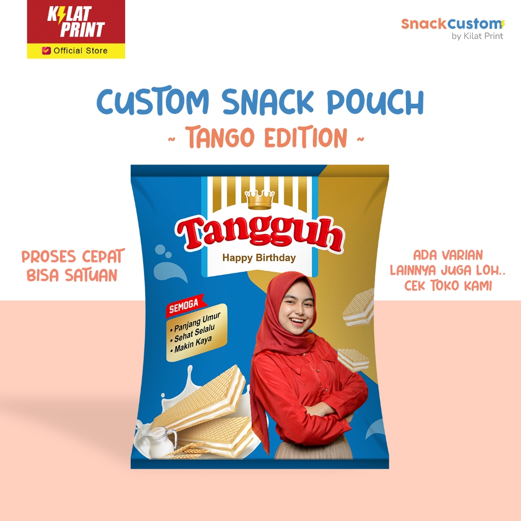 

Snack Custom Foto Teks Bungkus Pouch Jumbo Ala Tango