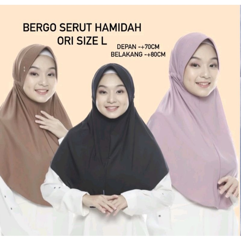BERGO SERUT HAMIDAH ORI /JILBAB SERUT HAMIDAH/BERGO JERSY SERUT/BERGO NUTUP DADA/JILBAB  INSTAN