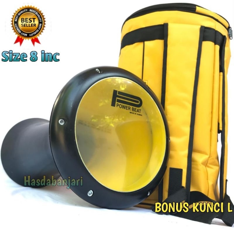 Darbuka dumbuk calti alumunium 8 inc hitam dalam kuning Bonus kunci L