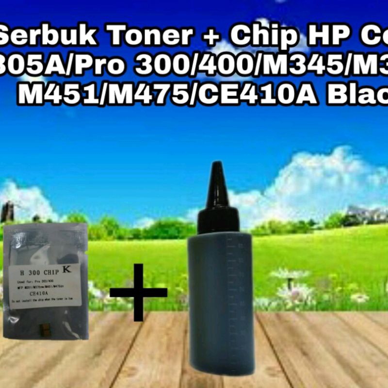 Serbuk Toner HP 305A 305 Pro300 Pro400 Pro 300 400 M351 M345 M451 M475 CE410A Black + chip