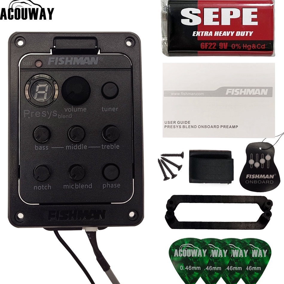 Chekout Equalizer Gitar Fishman Preamp Gitar 31 4Band EQ Mic Blend Tunner Gitar Akustik Fishman Pres