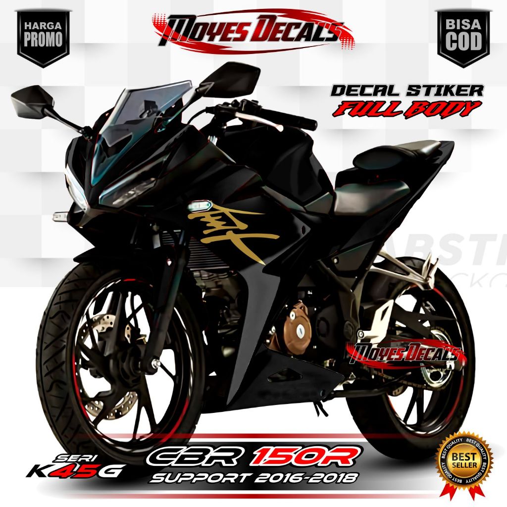 Decal Sticker CBR 150R K45G - Motif Hitam Racing