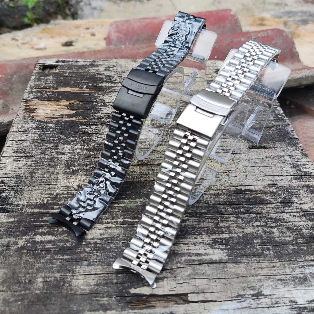 SEIKO 20MM 22MM RANTAI JAM SEIKO HITAM DAN SILVER STRAP SEIKO