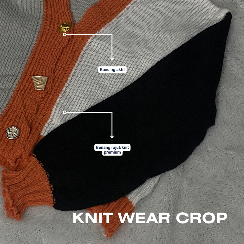 Premium Knit Wear Crop Rainbow Cardigan Rajut Wanita