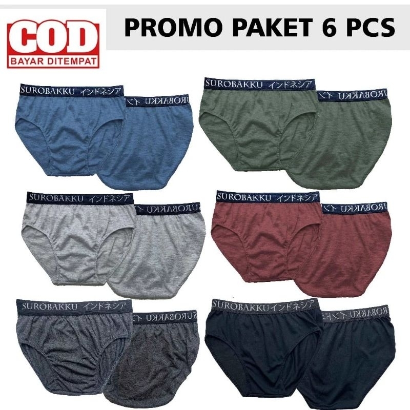 PAKET ISI 6 Pcs CD celana dalam pria dewasa size M - XXL CD Surobakku bahan Tc soft lembut dan tidak