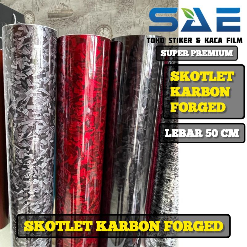 Sticker Skotlet Carbon Forged Kevlar Hitam Silver Gold 6D 5D 3D Premium Merek Fanchi
