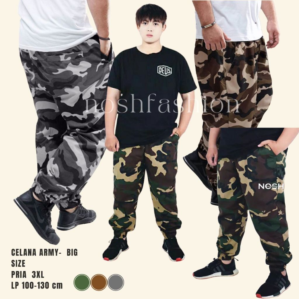 Celana jumbo army Pria Jogger Pria Big Size Army Loreng XXXL / Celana Army Pria Loreng 3XL - NOSH