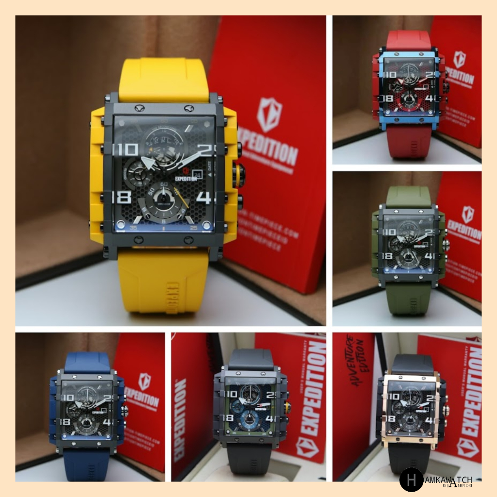 Jam Tangan Pria Expedition E 6757 / E6757 / 6757 Original Garansi Resmi 1 Tahun - Rubber