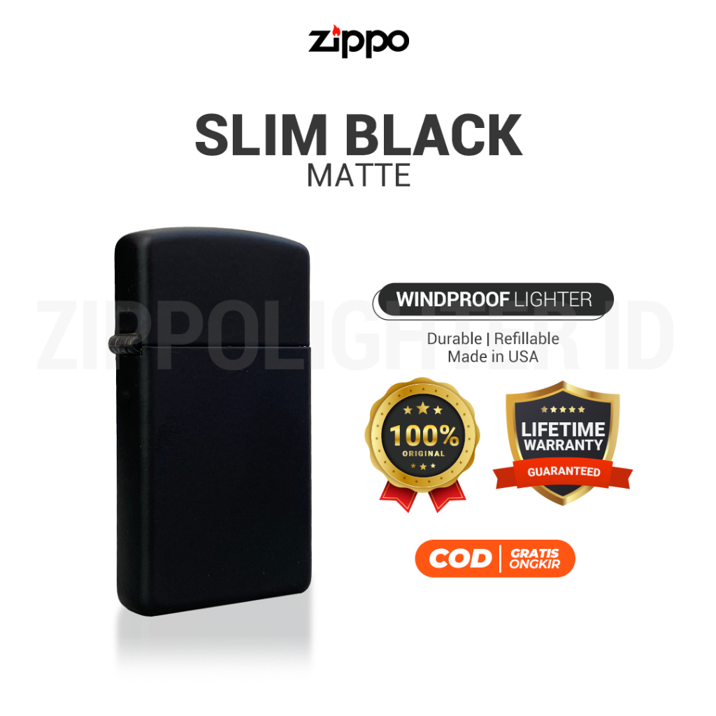 Korek Api Zippo Slim Black Matte