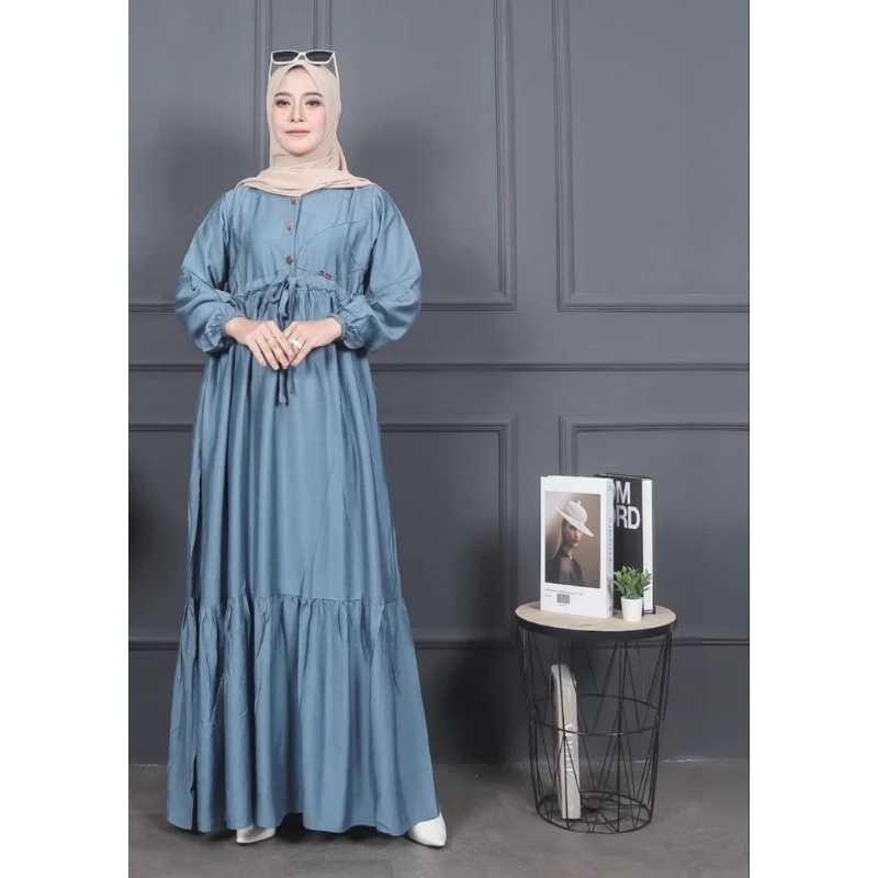 Gamis Dress polos kancing modis