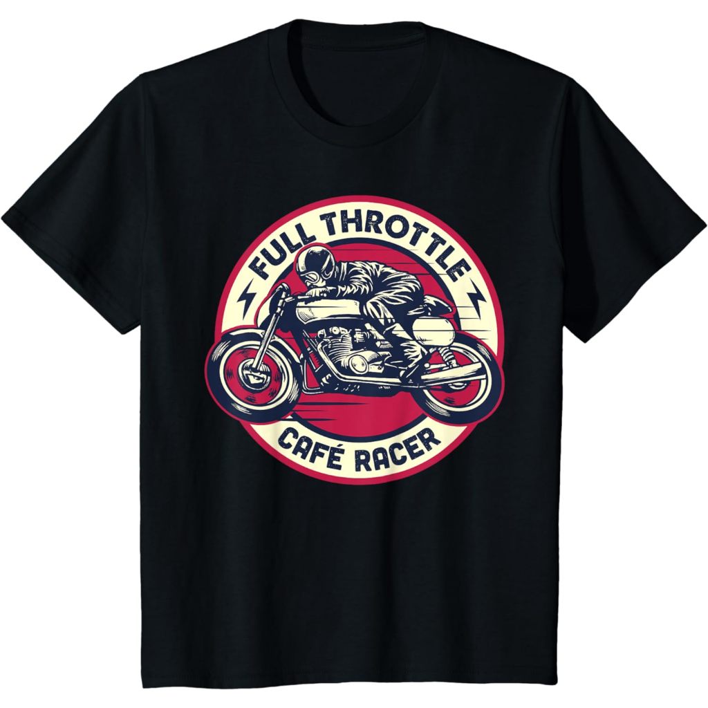 Kaos Baju Dewasa Cafe Racer Tshirt - Full-Throttle - Vintage Motorcycle Tee