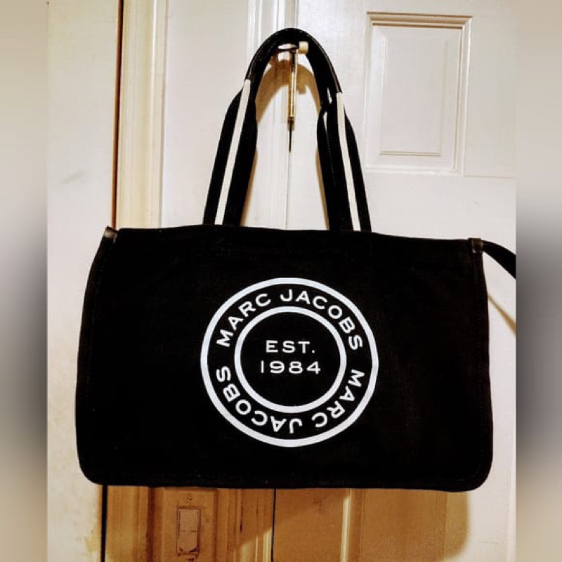 Marc Jacobs Signet Canvas Tote Bag Black AUTHENTIC