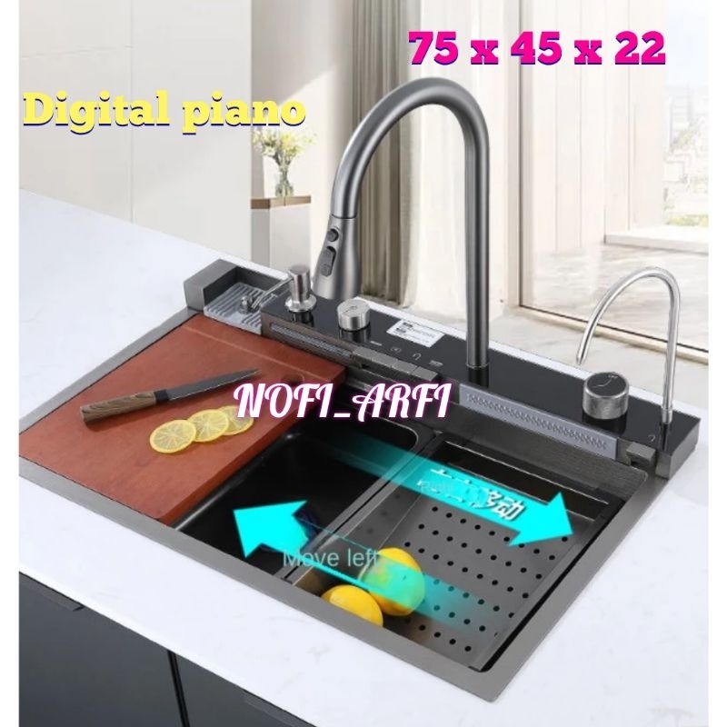 SaleKithen sink luxury modern design/bak cuci piring piano/with digiplay waterfall design/bak cuci p