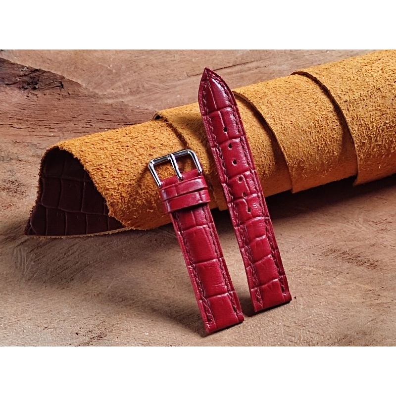 Tali jam tangan kulit asli sapi motif buaya