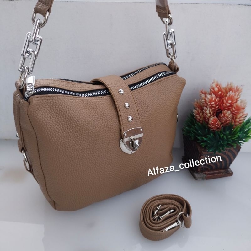 ALFAZA Tas Selempang Wanita 2 Ruang Rantai Tebal model terbaru simpel mewah original imut kekinian u