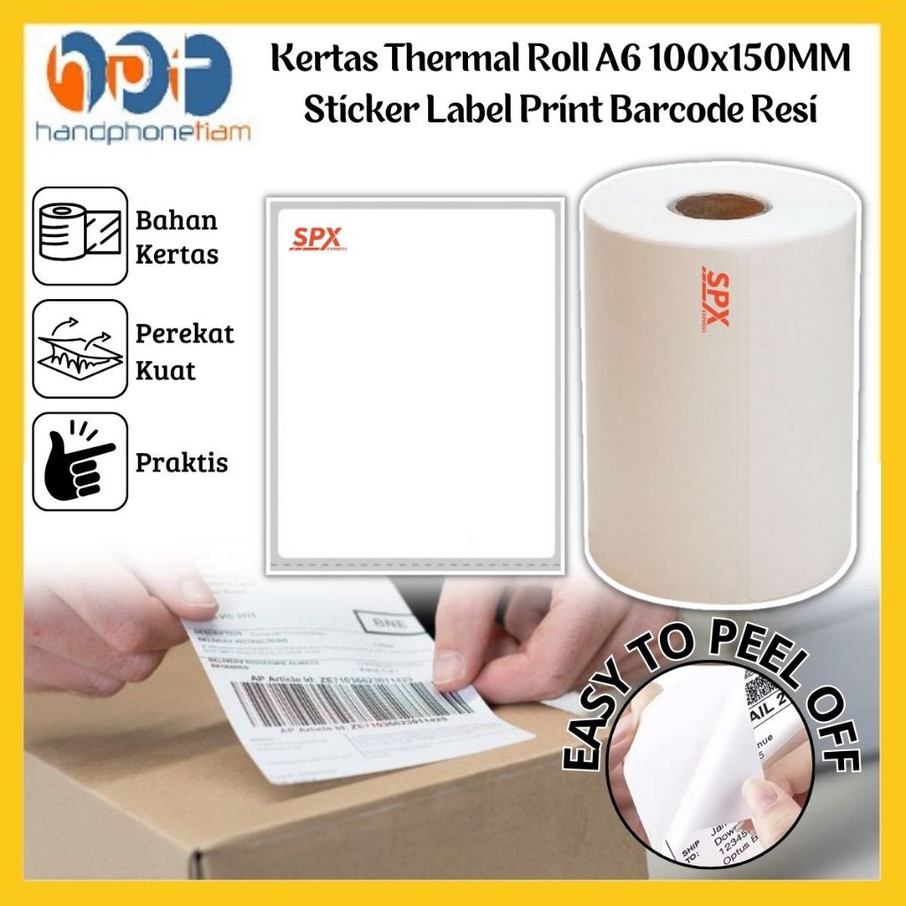 

Kertas Thermal Roll A6 100x150MM Sticker Label Print Barcode Resi / Perekat Kuat Tahan Air Cocok untuk Seller Marketplace