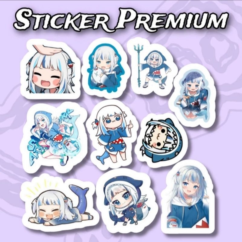 

Sticker Gawr Gura Vtuber HoloLive Pack 10pcs Premium Waterproof
