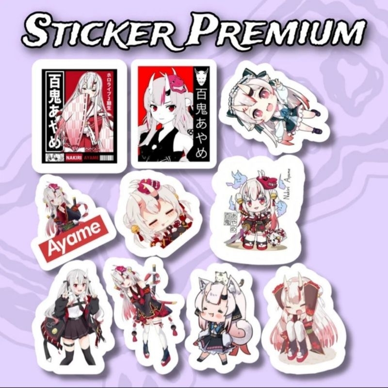 

Sticker Nakiri Ayame Vtuber HoloLive Pack 10pcs Premium Waterproof