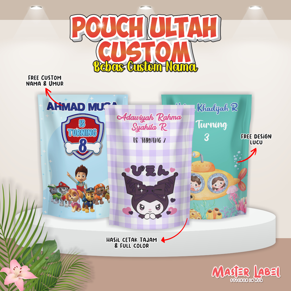 POUCH ULTAH CUSTOM Kemasan Ulang Tahun Kemasan Souvenir Pouch Snack Ulang Tahun souvenir ulang tahun