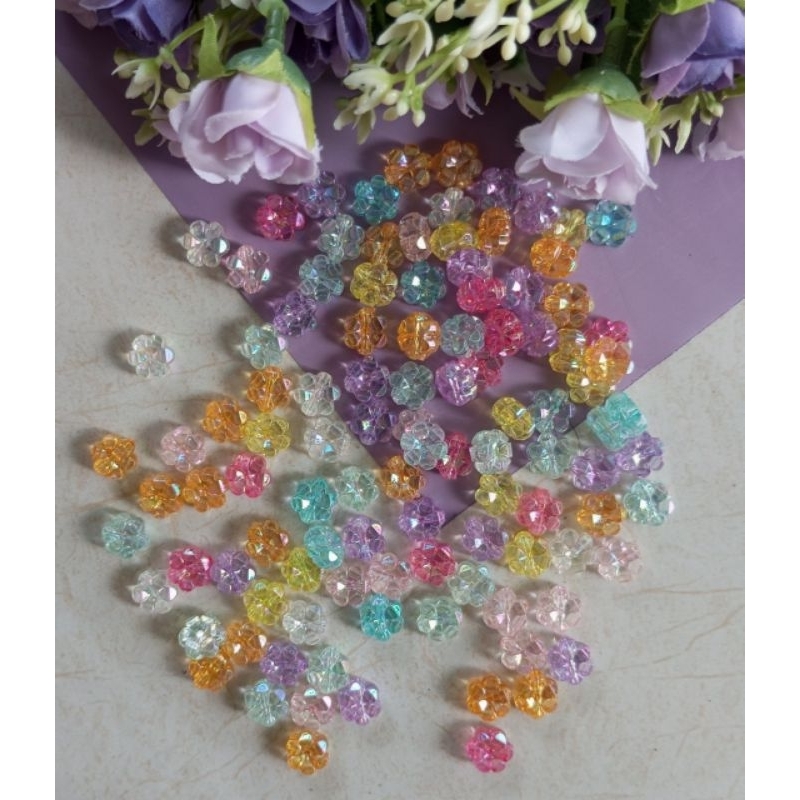 Manik Akrilik Bunga Bening Manik Bunga Transparan Manik DIY Aksesoris