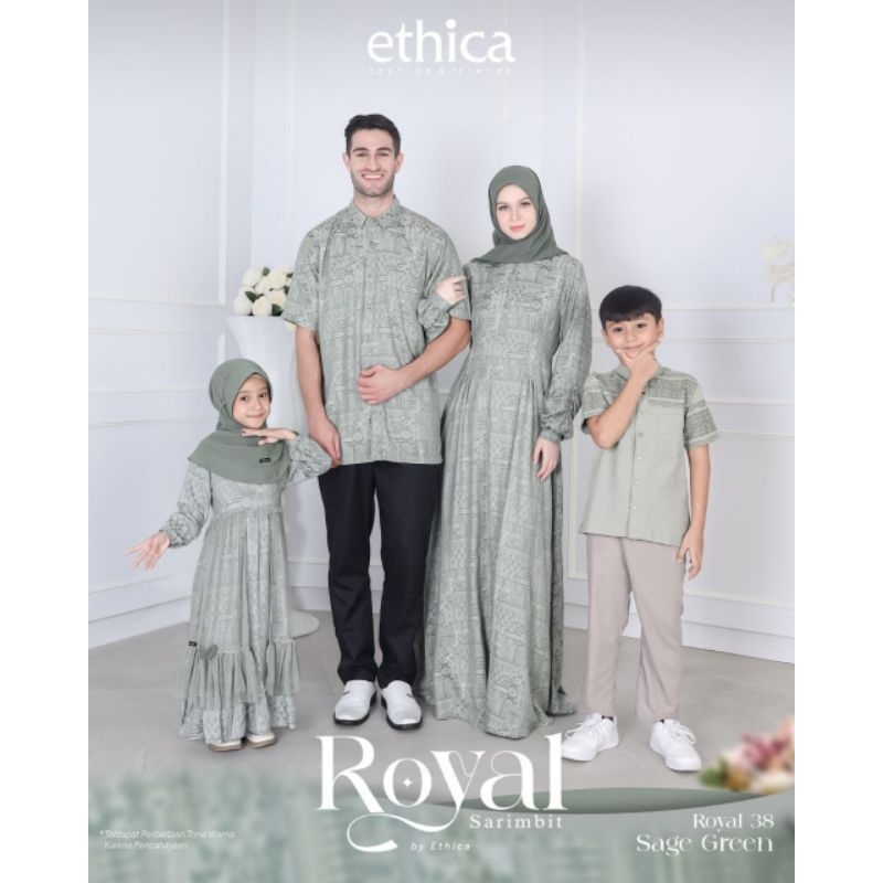 TERMURAH | BEST SELLER | SARIMBIT SET COUPLE KELUARGA ELFA ROYAL 38 SAGE GREEN BY ETHICA | KAGUMI 32