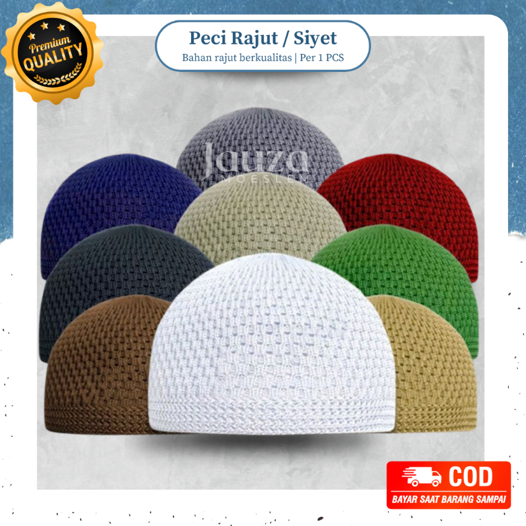 Peci Rajut Dewasa | Peci Haji | Peci Putih | Kopiah Rajut | Peci Rajut Polos Tebal Elastis | Peci Ra