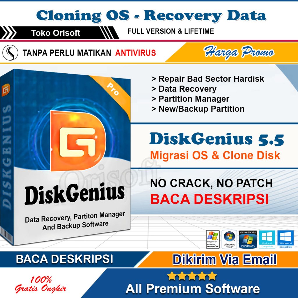 [Terbaru] DiskGenius Kloning Disk Data Recovery Partition Repair Bad sector Hardisk