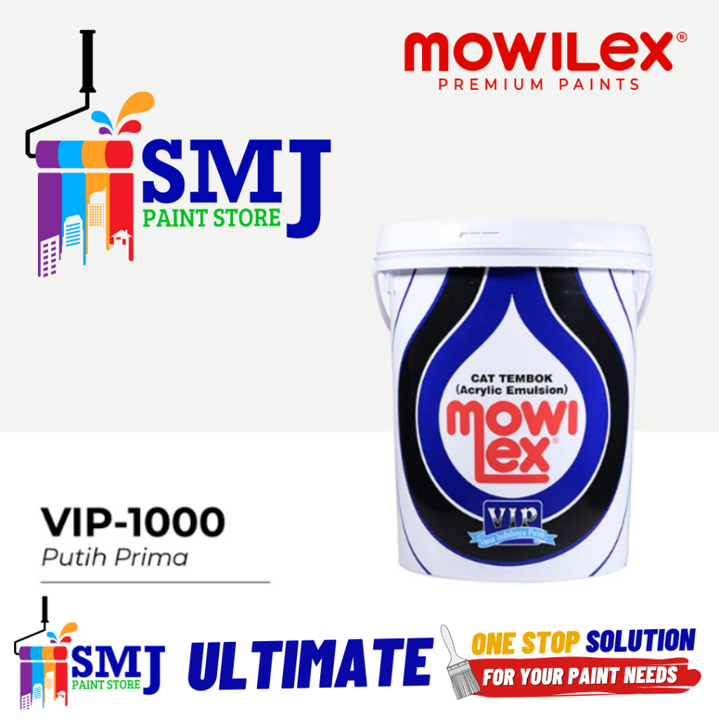 Cat Tembok Interior MOWILEX VIP Warna Putih Prima VIP 1000 / E1000 20L